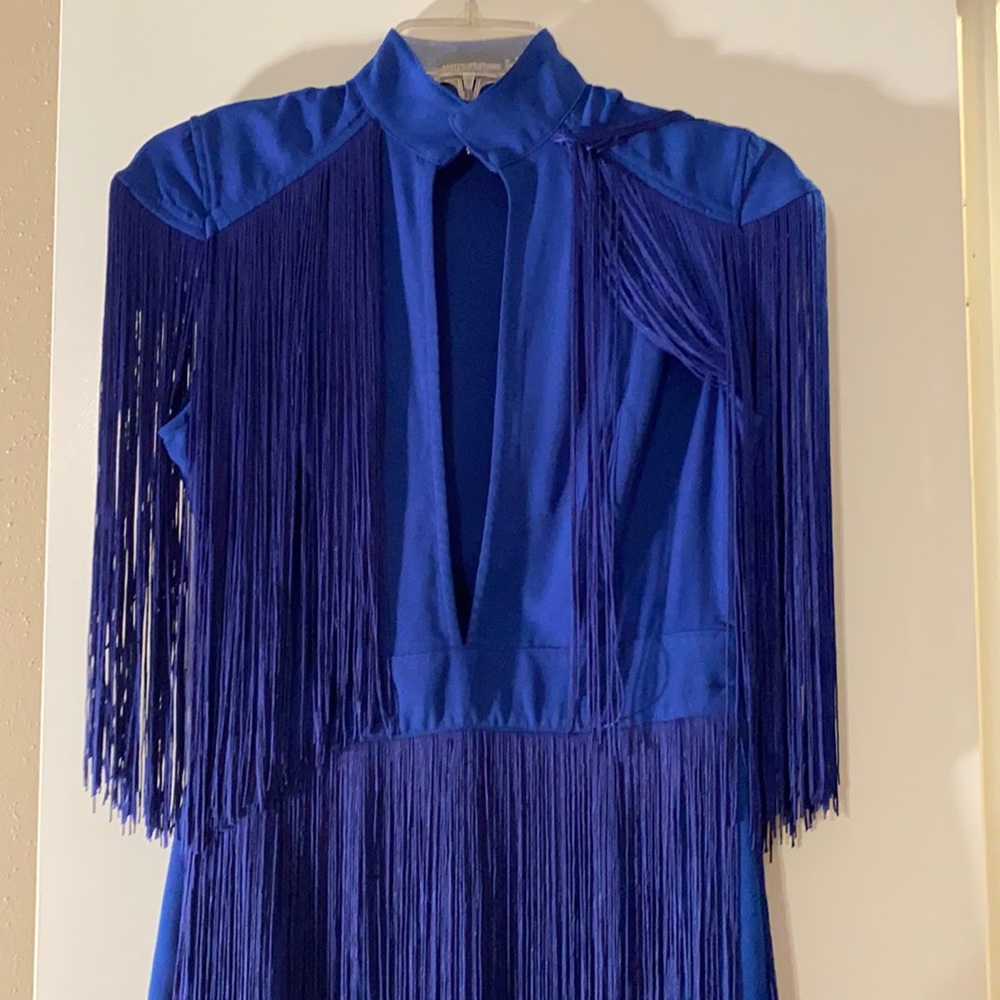 Cute blue fringe dress. Size 4.